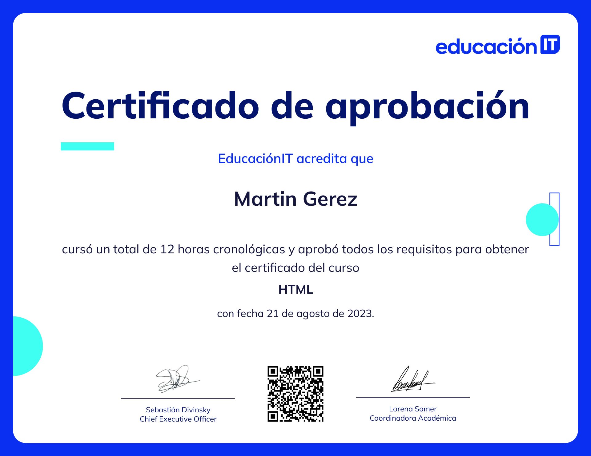 Certificado HTML